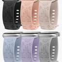 2 Packs Cartoon Bands Compatible with Apple Watch Bands 38/40/41/42/44/45/46/49mm Womens, Soft Silicone Cute Engraved Strap for iWatch Series 11 10 9 8 7 6 5 4 3 SE/Ultra 3 2 1