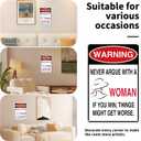 Funny Aluminum Metal Sign (12x8 Inch) - "Never Argue with a Woman If You Win" Wall Art | Good Gift for Friends, Ideal Decor for Study, Entryway, Living Room & Bar | Durable, Weather-Resistant Home Decor (121)