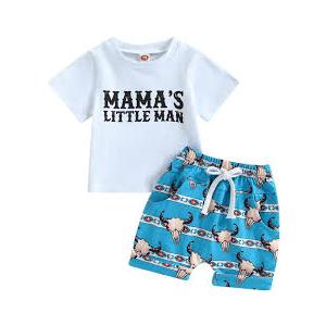 Western Baby Boy Summer Clothes 6M 12M 18M 24M 2Y 3Y Cow Print Short Sleeve T-Shirt Casual Jogger Shorts Toddler Cowboy Outfit
 0-6M