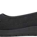 MUSSHOE Slip-on Womens Walking ShoesRound Toe Mesh SneakersComfortable Classic Casual Breathable Lightweight Loafers Flats for Mature Women Aged 30-60 (Black)