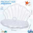 Light Up Inflatable Seashell Pool Float, 49.2" Giant Mermaid Float with Pearl Ball, Solar Powered Lighted Blow Up Clam Floating Raft Chair Shell Float for Girls Summer Beach Pool Party Decor