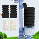 UPETTOOLS 10-40 Gla Aquarium Sponge Filter Ultra Quiet Aquarium Air Pump Small Sponge Fish Tank Filter Comes with 2 Sponges 2of Bio Ceramic Media Balls