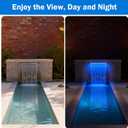 AquaMiracle Pond Waterfall Kit with Lights | 12" Stainless Steel Waterfall Spillway & 850GPH Water Pump | 4-Stage Filtration | Remote Control LED | for Pond, Pool, Backyard | for 500-750 Gal Water