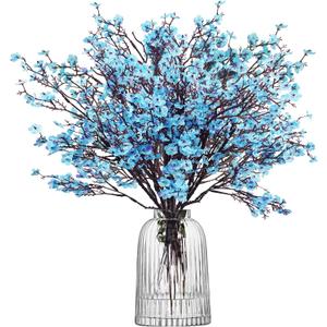 Uieke 6 Pcs Artificial Baby Breath Flowers Fake Gypsophila Bouquets Faux Silk Flower Real Touch Flowers for Wedding Farmhouse Decor DIY Home Party Office Kitchen Hotel Bathroom Garden Blue
