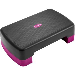 Yes4All 18.9" Aerobic Exercise Step Platform with 2 Risers, Adjustable Height Workout Stepper 3" 5.1" for Home Gym (D. Purple/Black)