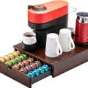 FlagShip Nespresso Vertuo Pod Drawer Storage - Elegant Wood Frame, 50 Pod Capacity
