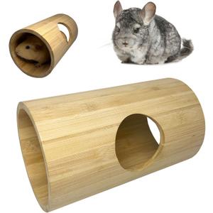 Chinchilla Bamboo Hanging Tunnel Toys, Guinea Pig Tunnel Tube Toy, Small Animal Cage Accessories for Chinchilla Ferret Guinea Pig Rat (A)