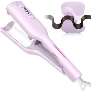 NOVUS Airflow Curling Iron for Lasting Curls - Ceramic Flat Iron Hair Straightener and Curler 2 in 1, Anti-Scald Curling Wand 1.25 Inch with 360° Cool Air, 4 Temps & Auto Shutdown, for Long Short Hair