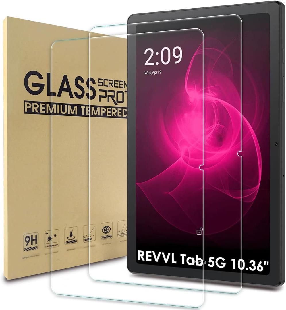 WD&CD 2 Pack Screen Protector Compatible with T-Mobile Revvl Tab 5G 10.36" 2023, Tempered Glass Film Replacement for T-Mobile Revvl Tab 5G 10.36" 2023Anti Scratch Anti BubbleHigh Definition