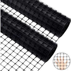 Windyun 2 Roll 100 ft 200 ft in Total Plastic Mesh Fence Roll Safety Construction Barrier Netting Outdoor Snow Temporary Garden Animal Fencing for Poultry, Chicken, Dog, Patio(Black)