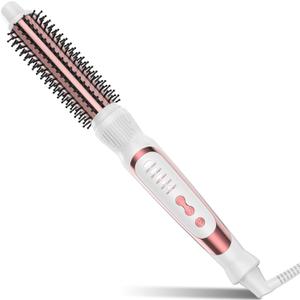 Heated Round Brush, Ceramic Tourmaline Ion Curling Iron, Hot for Fluffy Thermal Brush Curling Wand, Suitable for All Hair Types Tool (White, 1 inch)