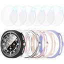 JZK Galaxy Watch 8 46mm Screen Protector-[6+6] Pack Protective case+Tempered Glass Screen Protector Full Coverage Hard PC Protective Cover HD Thin Cass for Samsung Galaxy Watch 8 46mm Accessories (Black/Clear/Lavender/Starlight/Rose Gold/Pink)