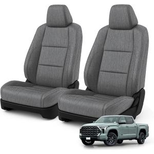 Front Seat Covers Custom Fit for Toyota Tundra 2022 2023 2024 2025 Double Cab/CrewMax, Heavy Duty Cationic Linen Airbag Seat Protectors