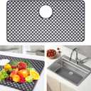28.3"x 15" Kitchen Sink Mats,Heat Resistant Silicone Sink Protector Mat for Bottom of Stainless Steel Porcelain (Upper Middle Hole)