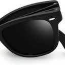 Joopin Square Sunglasses Polarized UV Protection Trendy Designer Sun Glasses Men Women (E01-folding Matte Black)