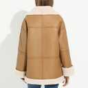 Women Aviator Pilot Leather Jacket - Genuine Sheepskin Shearling Moonlight Faux Fur - Stylish Winter Fashion, Small 