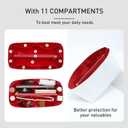 Purse Organizer Insert Compatible with lv Speedy 25/Monogram Bags and More, Light Waterproof DupontPaper Bag Insert Shaper Protector for Women Tote Handbags, 11 Pockets with Zip(White&Red, M)