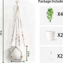 Comtelek 2 Packs Fake Hanging Plant with Pots for Home Decor Artificial Hanging Basket Plants Macrame Plant Hanger with Faux Vines Greenery for Bedroom Bathroom Room Wall Boho Decor Indoor Outdoor