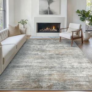 Bavni 8x10 Area Rugs, Modern Low Plie Living Room Rugs, Large Machine Washable Rug Non-Slip, Soft Pet Friendly Rugs for Bedroom, Playroom, Dining Room, Indoor, Granite Gray