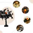 Bibelot 20inch Black Halloween Decorations, LED Lighted Halloween Tree Decor -Silk Black Maple Leaves, Pumpkins, Spiders,Cute Ghosts for Indoor Tabletop, Fireplace or Covered Outdoor Porch