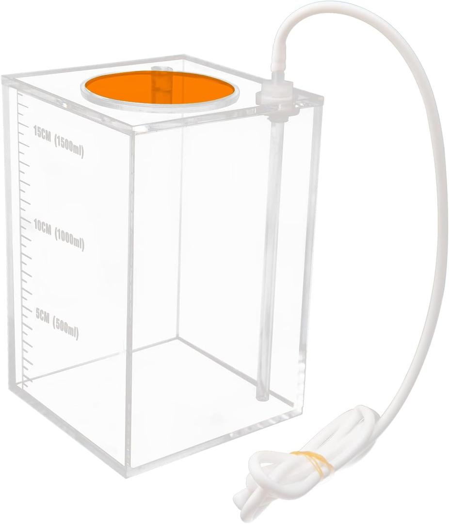 Aquarium Choice Acryli Made Liquid Storage Bucket Dosing Pump Reservoir Container (4.25 * 4.25 * 6.5 Inch;1500ml/1.5LOrange Version)