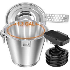 Rear Grease Drainage Funnel with 1.3 Gal Drip Oil Bucket W/Lid & Magnetic Grease Gate for Blackstone Griddle 36", Creative Blackstone Accessories Cup Liners Saving Compatible with Hood, Wind Guard (Short Hook Fit 36" +Bucket)