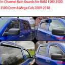 in Channel Window Visors Rain Guards for 2009-2018 Dodge Ram 1500 Crew Cab/Mega Cab,10-25 Ram 2500 3500 Crew Cab/Mega Cab,19-24 Ram 1500 Classic, 4PCS Window Vent Visors