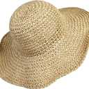 Women Straw Hat Wide Brim Beach Sun Cap Foldable Large Lady Floppy 100% Natural Paper Braided for Travel Decoration Summer Vacation Soft Lightweight and Breathable (Beige)