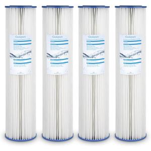 Geekpure Whole House Pleated PP Polypropylene Sediment Filter -4.5" x 20"-5 Micron -Pack of 4