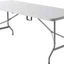 Molded Plastic Top Folding Table, 6' Wide Fold in Half, 29"H x 72"W x 30"D, Platinum
