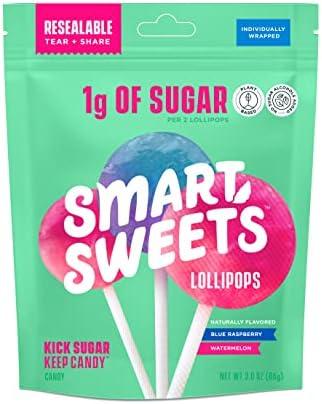 Smart Sweets, Blue Raspberry Watermelon Lollipops Multipack, 3 Ounce