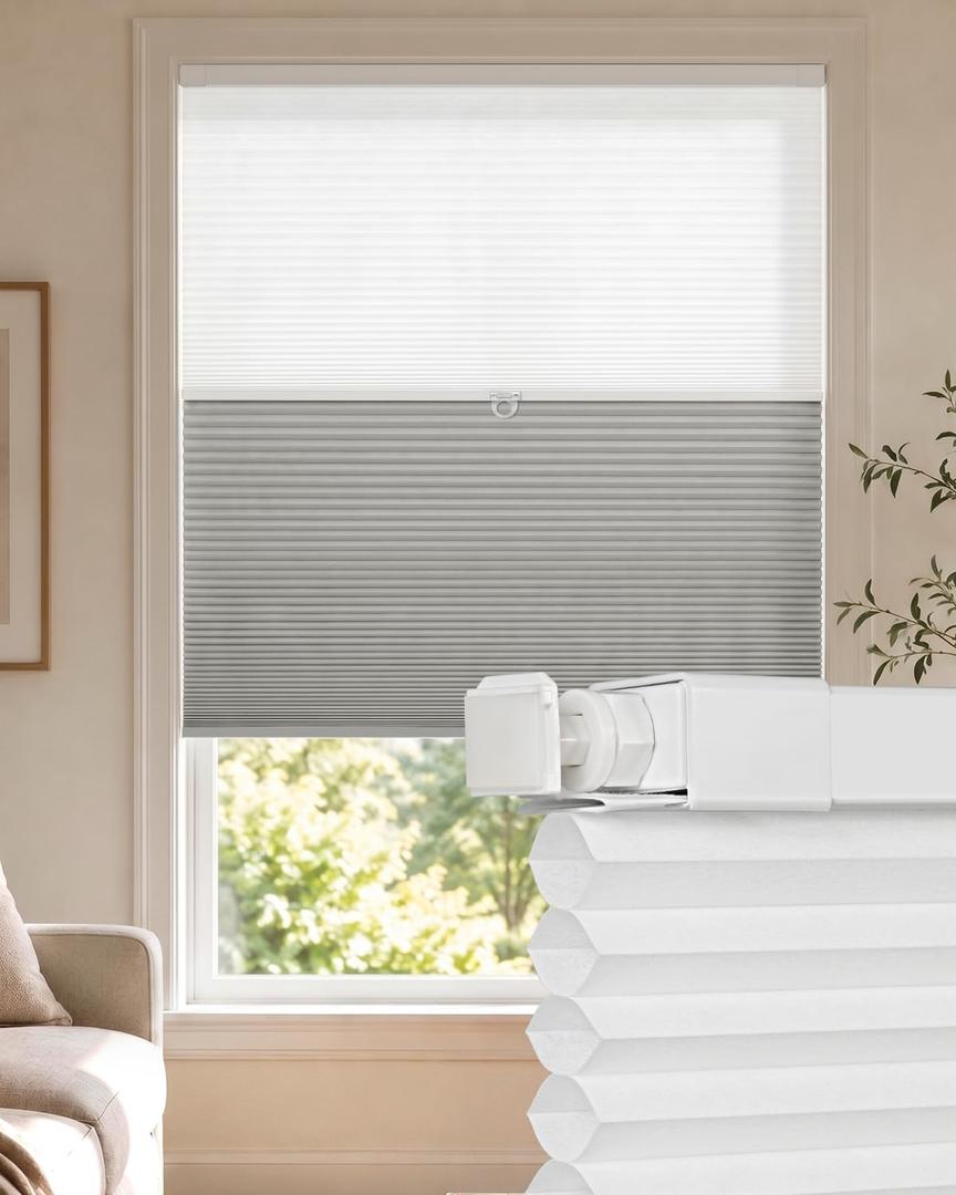 LazBlinds No Drill Cordless Cellular Shades, 38" W x 64" H,Dove Grey
