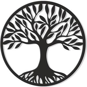 MAX WOODY Wall Art Tree Of Life Wall Decor Medium Art Zen Wall Art Chakra Grids (11.6" W x 11.6" H/29.5x29.5 cm)