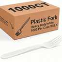 1000 Count Plastic Forks White, Bulk Disposable Forks Plastic Silverware, Heavy Duty Forks Disposable Cutlery Heat Resistant for Takeout Food, Dinners, Catering, Parties, Outdoor Activities