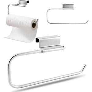 12.4 Inches Cabinet Door Paper Towel Holder No Drill Camper Under Sink Paper Towel Storage Kitchen Tissue Hanger for Bathroom Laundry Room(Color:Silver)