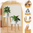 Briwooody 2 Pcs Indoor Plant Stand Mid Century Vintage Wood Modern Flower Pots Holder Round Side Table End Table Plant Stools for Living Room Corner Balcony Decor (White)
