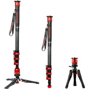 IFOOTAGE Monopod Cobra 3 C180F-P, 71" Monopod for Camera Carbon Fiber Travel Monopod with Feet, 1/4'' & 3/8'' Quick Release Compatible with Sony Canon Nikon DSLR Camera, Payload 17.6Lb