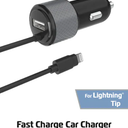 ZGear® Dual Output Lightning Car Charger with USB Port for iPhone 5, 6 ft