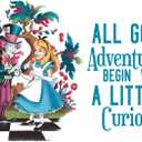 Cute Cartoon Alice and Hatter Man Mad Hatter Cheshire Cat Alice in Wonderland Adventurous Creative Minimalist Cartoon Girls Boys Kid Room Design Nursery Fun Home Vinyl Decoration Size (26x24 inch)