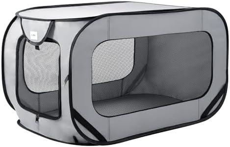 Love's cabin 42in Portable Large Dog Bed - Pop Up Dog Kennel, Indoor Outdoor Crate for Pets, Portable Car Seat Kennel, Cat Bed Collection, Grey