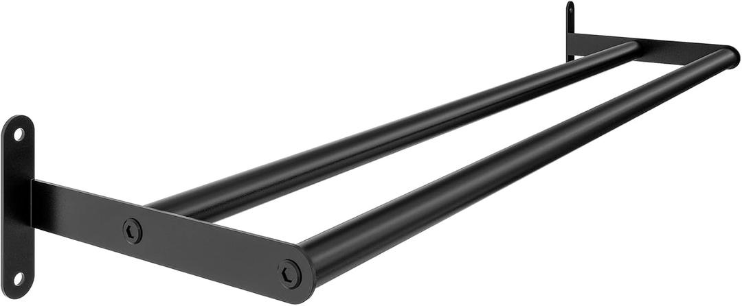 Double Towel Bar, MKO 24Inch Towel Racks for Bathroom, Black Double Bath Towel Bar for Bathroom Wall, Heavy Duty, Stainless Steel