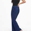 Flare Jeans for Women Trendy High Waisted Bell Bottom Jeans Stretchy Wide Leg Denim Pants with Pockets (Blue)