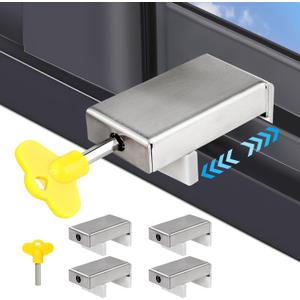 Window Locks for Horizontal Sliding Windows(4 Sets) Child Proof Sliding Window Stopper Security 0.66'' to 1.65'' Adjustable Width Stainless Steel Window Locks with Keys