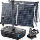 Antfraer Solar Pond Filter & 1600GPH Pump Kit, 120W Foldable Solar Panel with 3-Stage Filtration, Dual Mode Fountain & Waterfall Pond Filter for Outdoor Ponds, Fish Ponds, Garden Water Features