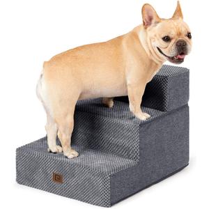 EHEYCIGA Dog Stairs for Small Dogs 13.5" H, 3-Step Dog Steps for Couch Sofa and Chair, Pet Steps for Medium Cats, Non-Slip Balanced Pet Ramp Indoor, Grey