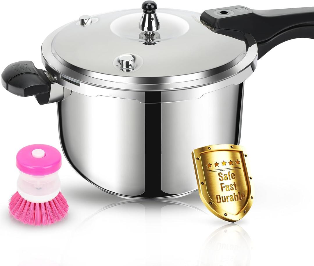 Peterboo Stainless Steel Pressure Cooker, Peterboo 3 Quart Induction Compatible Thickened Small Pressure Cooker with Spring Valve Safeguard Devices, Compatible with Gas & Induction Cooker 1-2 people Use, 26cm