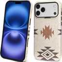 Compatible with iPhone 17 Pro Max Matte Case for Girl Boy Full Body Design Soft Silicone Drop Shock Scratch Protection Crazy Pattern Western Boho Aztec