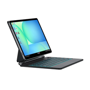 JUQITECH Magic Keyboard Case for Samsung Galaxy Tab S10 FE S9 FE 5G 10.9" S9 S8 S7 11", Floating Cantilever Magnetic Stand Wireless Backlit Trackpad Keyboard, Shortcut Keys S Pen Slot Battery Display