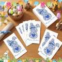 Peryiter 100 Pcs Easter Blue White Bunny Paper Napkins Spring Chinoiserie Flower Coquette Bunny Napkins Grandmillennial Disposable Rabbit Dinner Hand Towel for Easter Spring Birthday Party Supplies