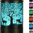Deer Forest Scented Wax Melts Warmer with 7 Colors Changing Led Light Oil Burner Tart Candle Melter for Home Decor